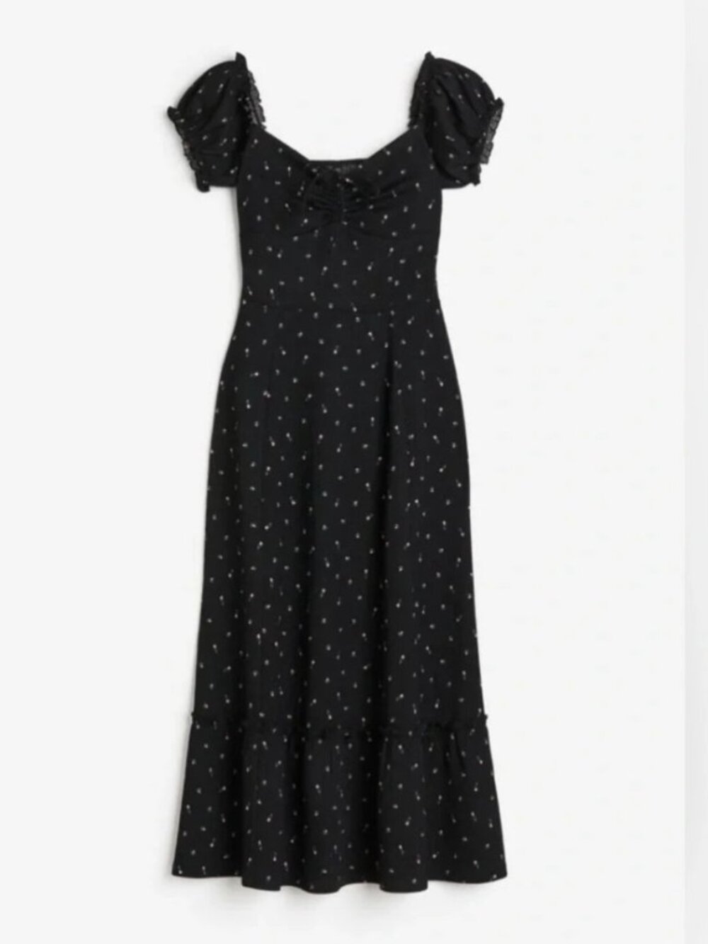H&M Black Maxi Cap Sleeve Dress with Floral Print